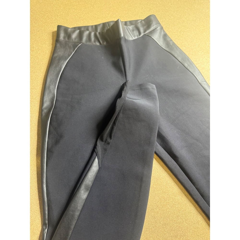 Wolford Black Mesh Faux Leather Trim Leggings‎ High Rise Mixed Media Small P